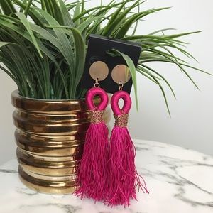 ‼️ Fushia Pink Tassel Earrings Boho Chic Style